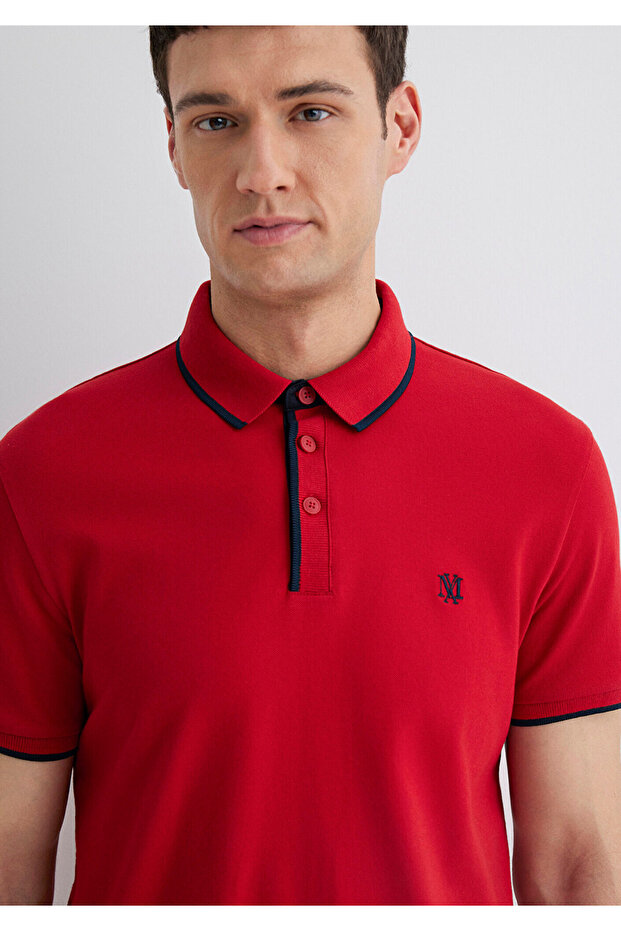 Červené polo tričko s detaily na límci, střih Fitted / přiléhavý střih 062373-28441 - 6