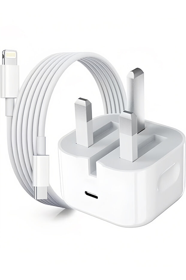طقم شحن سريع ليون هوم للآيفون - طاقة 20 واط مع كابل USB-C إلى لايتنينج بطول 1 متر، أبيض، أصلي وعملي