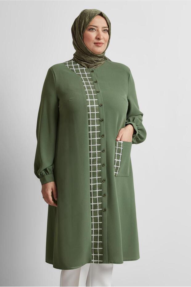 Square Patterned Large Size Tunic 20744 - 1
