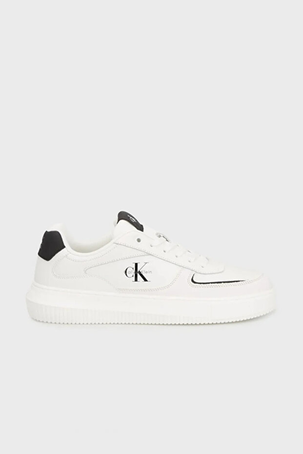 Kalın Tabanlı Bileksiz Deri-Nubuk Erkek Beyaz Sneaker YM0YM01426-01W