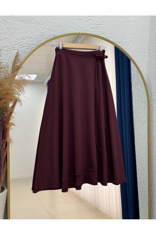 Elisaid Side Tie Piece Skuba Skirt-Gs3788 Burgundy