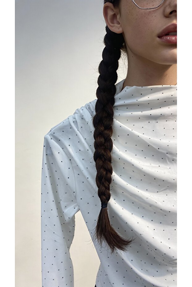 DRAPELİ TAŞLI BLUZ - 1