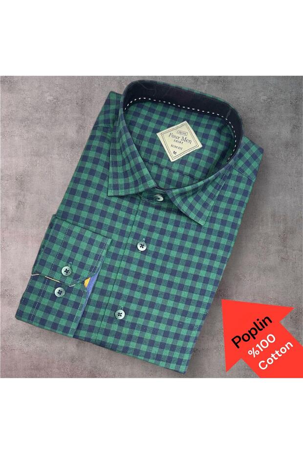 Poplin 100% Cotton Long Sleeve Anti-Sweat Shirt (Slim Fit Patterns)