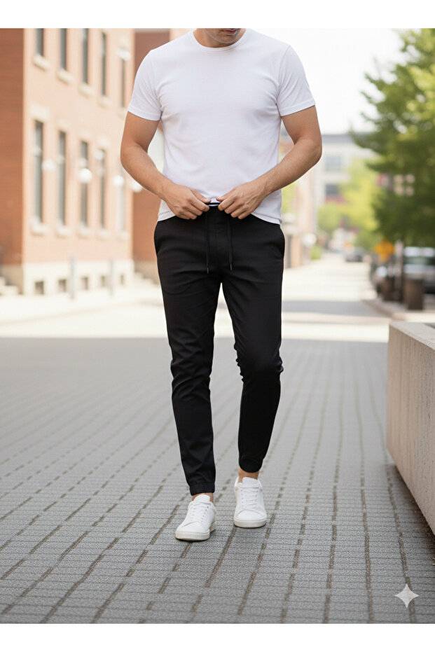 بنطلون رياضي رجالي من الجبردين مع أرجل مطاطية - 3