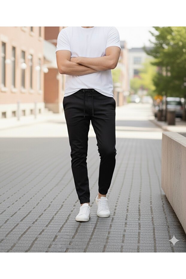 بنطلون رياضي رجالي من الجبردين مع أرجل مطاطية - 7