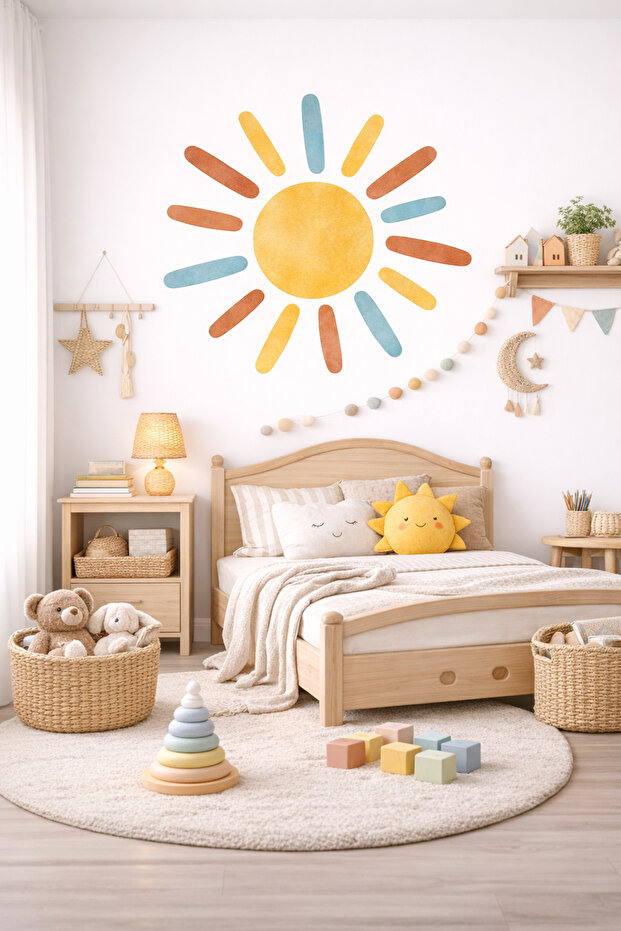 Boho Sun Wall Sticker - Children's and Baby's Room Decoration