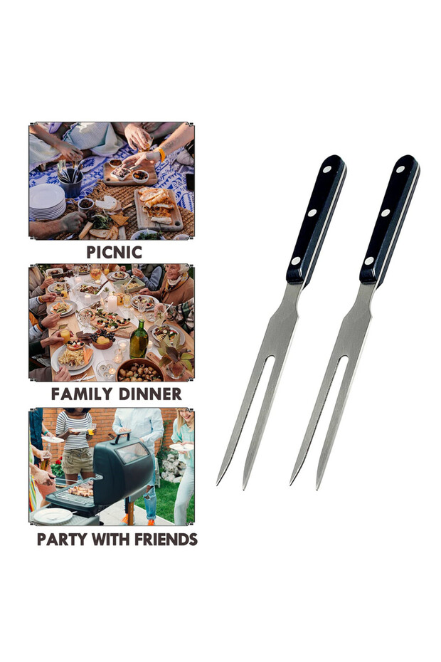 Black Dinning Table Runner Set Carving Fork Meat Forks 10 Inch Long Stainless Steel Forks For BBQ Ba