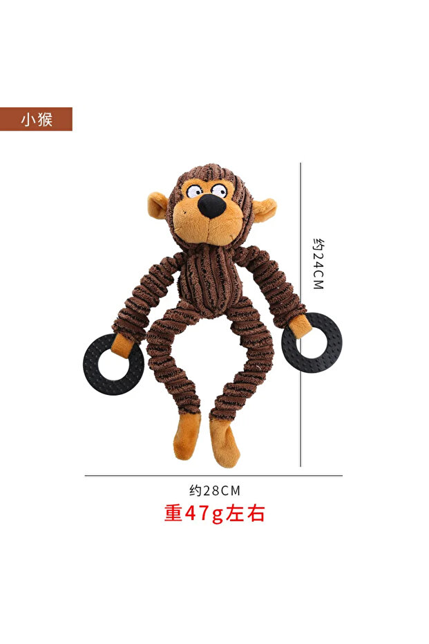 monkey Squeaky Puppy Toys Plush Teeth Cleaning Chew Toy Calf Bear Monkey Shape Doll Dog Training In