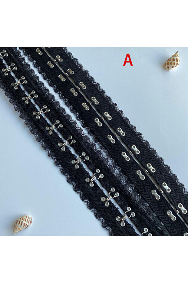 XQ102011-01 2Yard Twill Poly Lace Layer Hook Eye Tape Corset 0.78'' Wide Lace Buckle Webbing