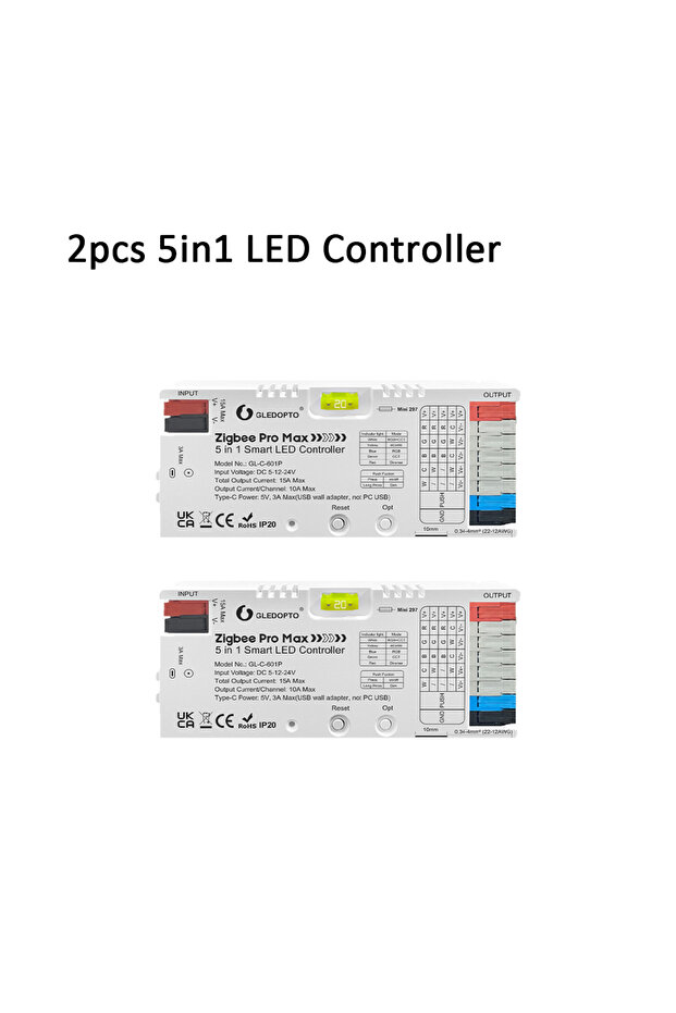 وحدة تحكم Zigbee Pro Max 5 في 1 (قطعتان) GL-C-601P، وحدة تحكم ZigBee 3.0 Pro Max 5 في 1 LED RGBCCT RGBW