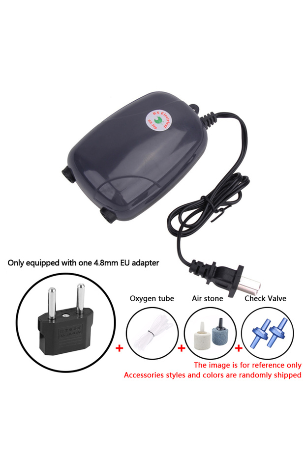 RS390-5W-EU 1PC Aquarium Air Pump Fish Tank Mini Compressor Single Double Outlet with Check Valve Tu