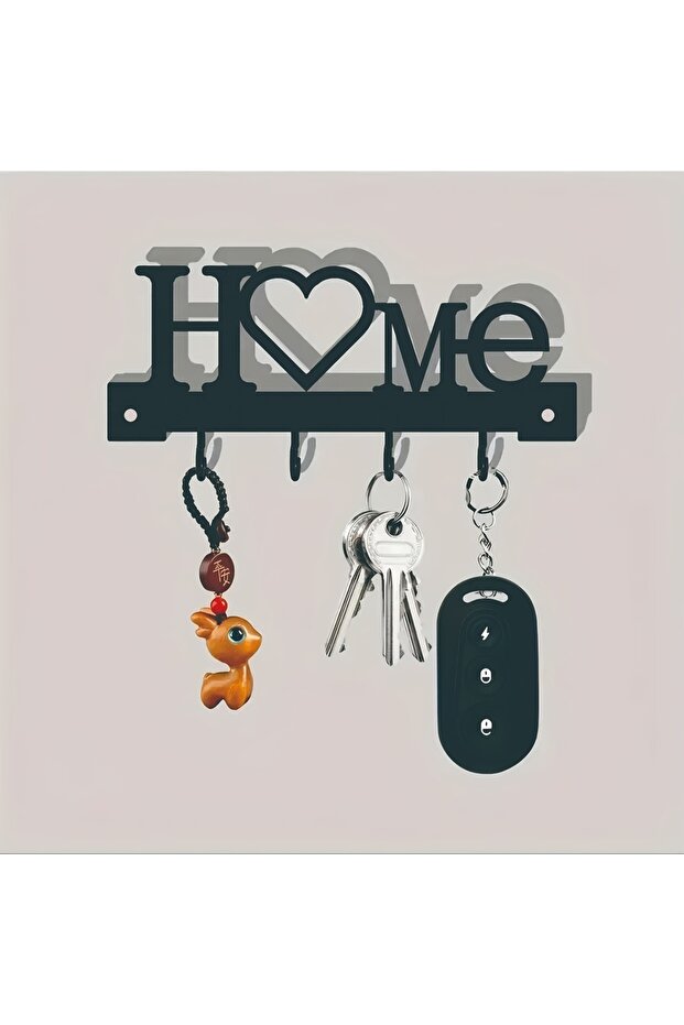 black 1pc Heart Shaped Keychain Wall Mounted Entrance Organization Rack with Hook, Suitable for Home