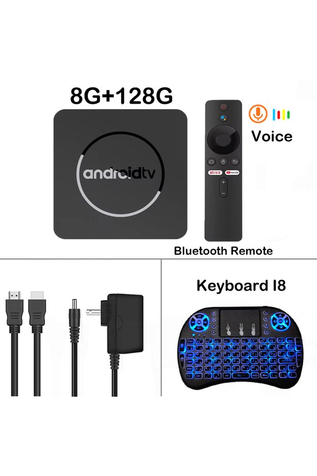 EU Plug 8G 128G Voice I8 Android TV Box Q10 Android 14 Dual Wifi 2.4G&5G Google Voice Ram 4GB 8GB Ro