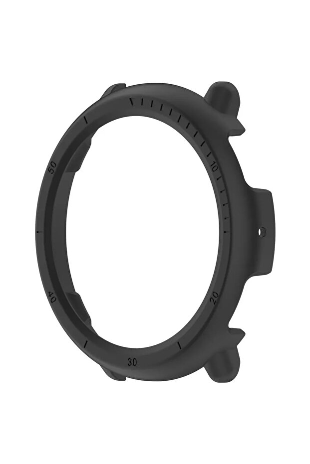 جراب أسود مجوف من البولي كربونات لساعة Amazfit Active 2 الذكية (A2437)، مع حزام حماية صلب.