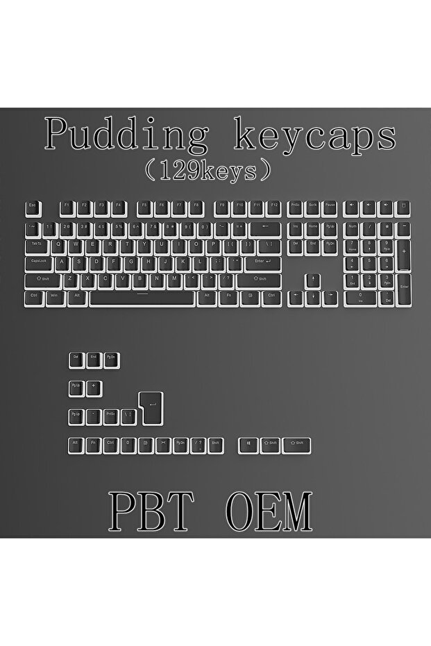 Black(opp bag) 129 Keys Pudding Keycaps For Cherry Mx Switch Mechanical Gaming Keyboard OEM Profile