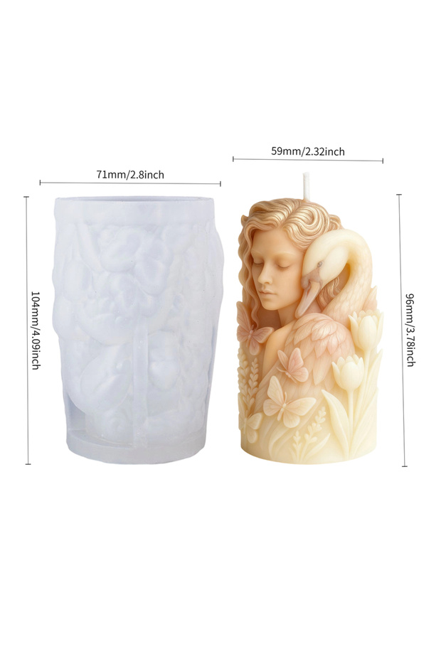 Swan Goddess Elegant swan goddess candle mold, durable and reusable silicone mold, suitable for home