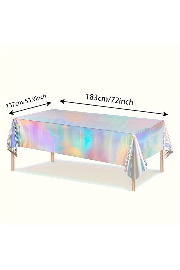 5pcs Deep Sapphire Disposable Shimmering Laser Rainbow Tablecloth Aluminum Film Tablecloth Decor for