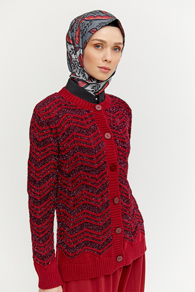 Sim Detaylı Triko Hırka - 1