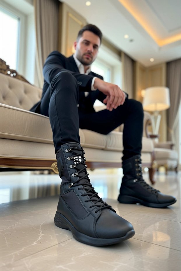 Men's Lace-Up High Sole Sports Boots Functional Durable Quality Comfortable Aesthetic Casual