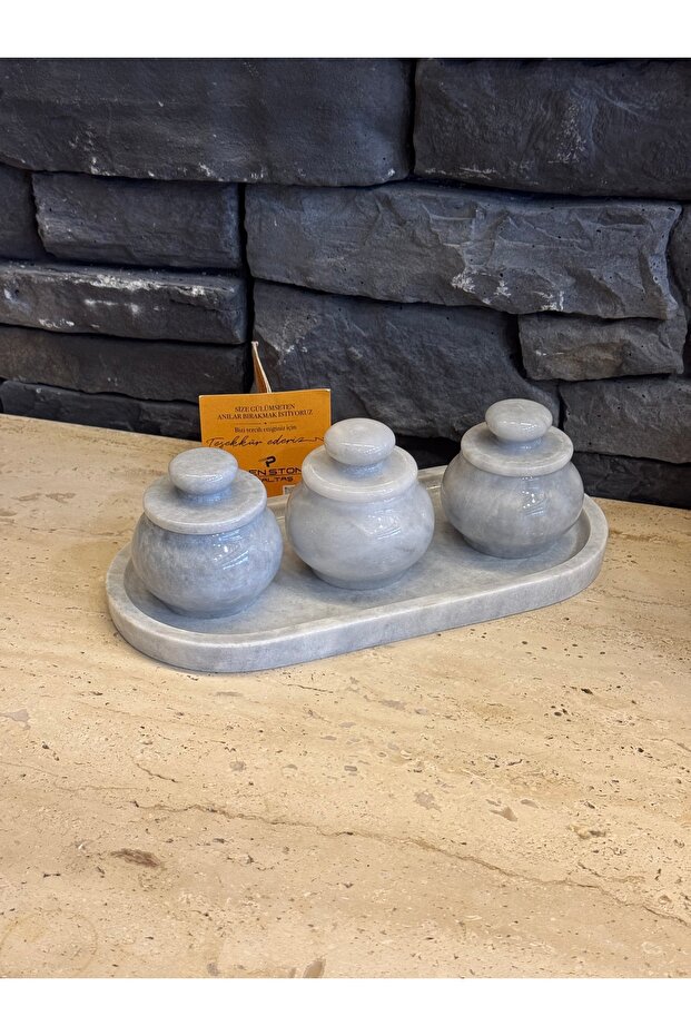 🪨 Gray Marble Sauce Bowl / Seasoning Bowl Set of Four