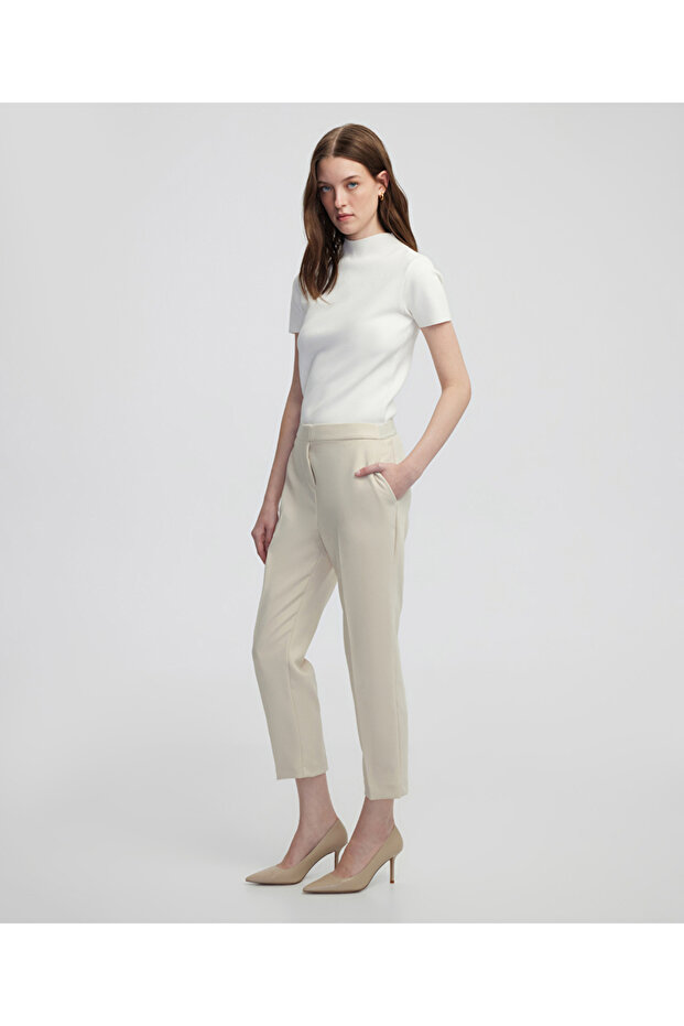 Elastik bel cigarette fit pantolon - 2