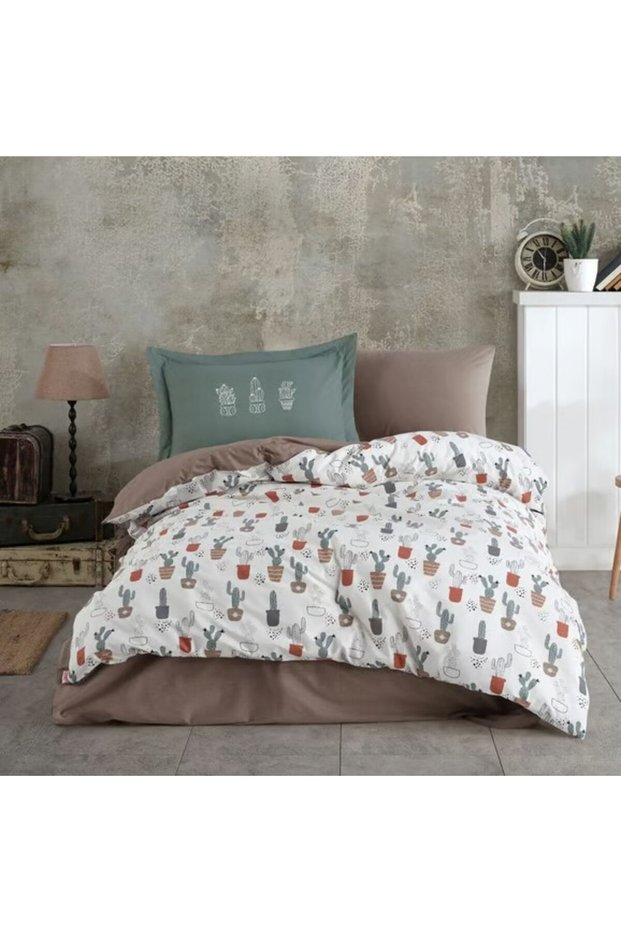 Single Poplin Duvet Cover Set Paradise Brown