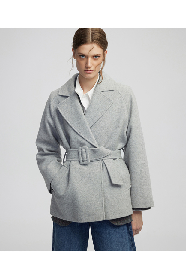 معطف بأزرار على الجهتين مصنوع من الصوف - 1