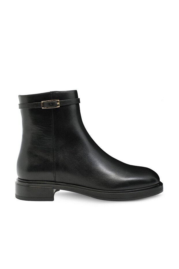 Genuine Leather Non-Slip Sole Zippered Boots Z285 Analin Black C17