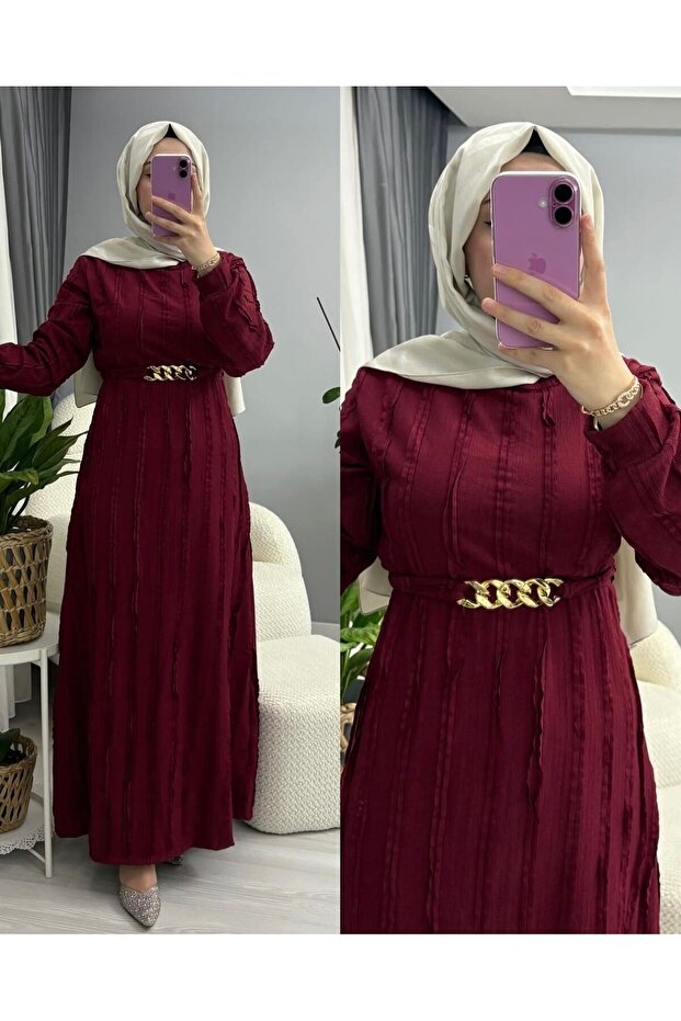 BOYDAN ŞIK TESETTÜR ELBİSE - 1