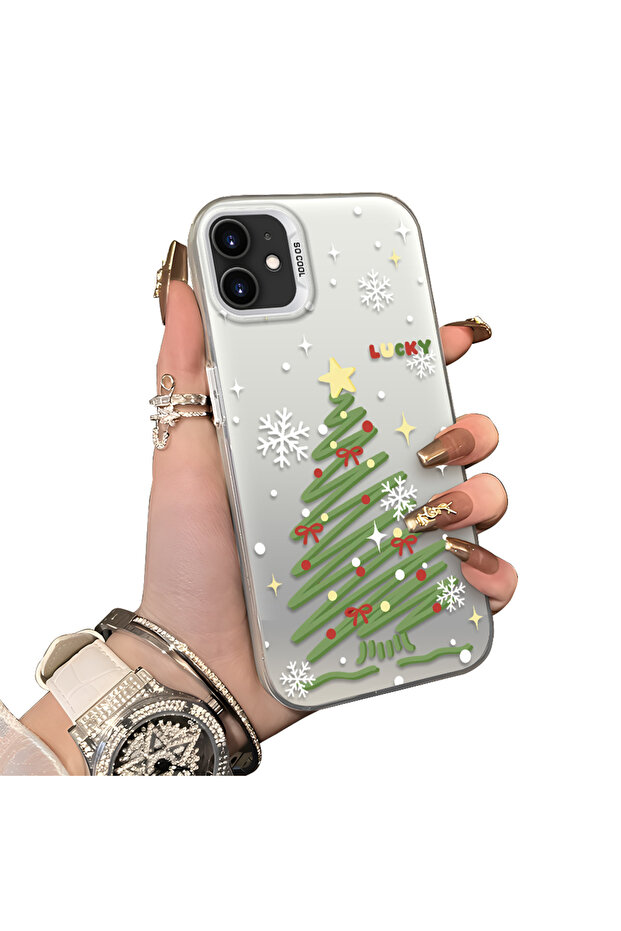 iPhone 12 Compatible Christmas Tree Patterned Silicone Anti-Fall Case - 4