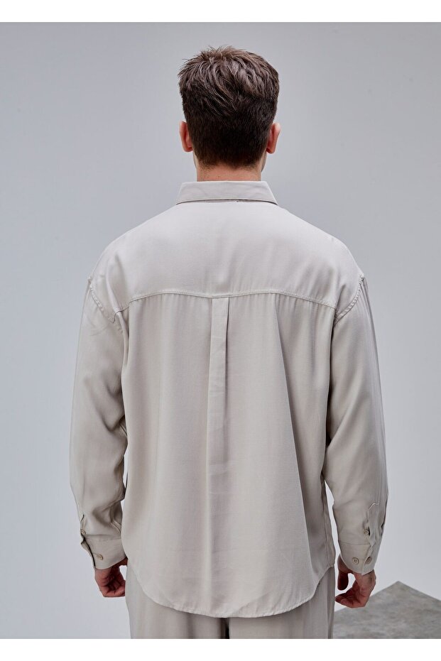 Bej Renk Oversize Gömlek - 5