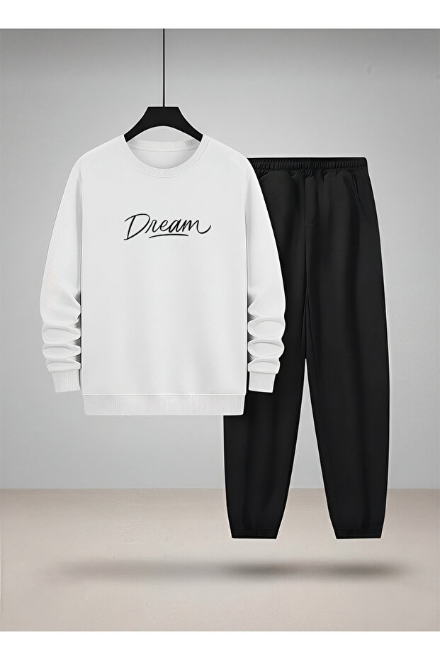 سويت شيرت برقبة دائرية للأطفال للجنسين - طقم رياضي DREAM مطبوع 3 Thread Shardonlu
