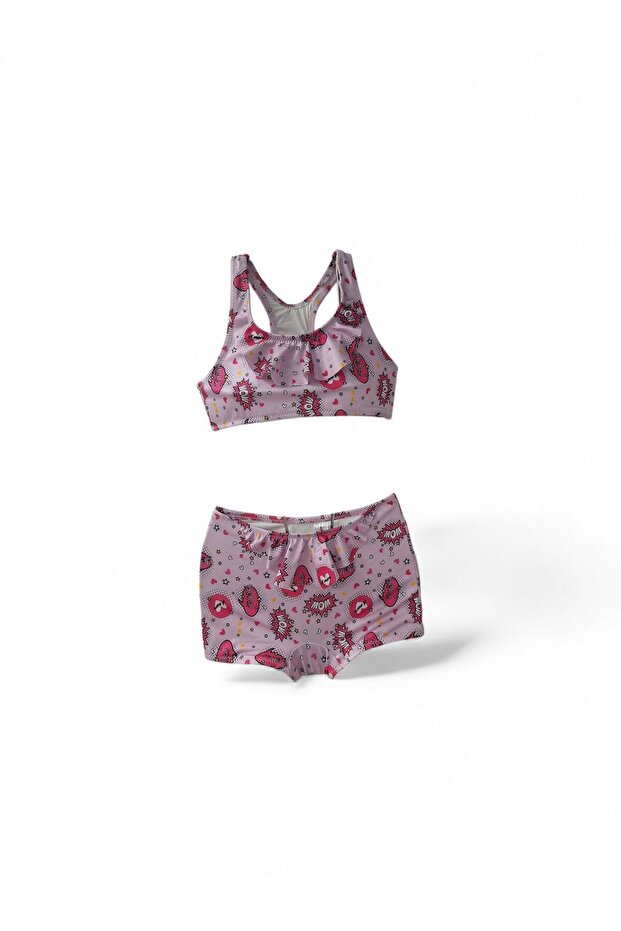 Girl's Wow Printed Shorts Bikini Set