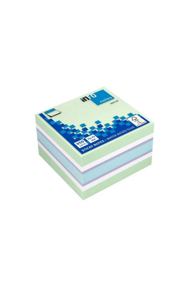 ملاحظات لاصقة ملونة من إنفو نوت - 75 × 75 مم - 450 ورقة - 1