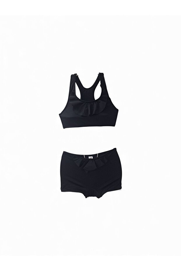 Girl's Black Shorts Bikini Set