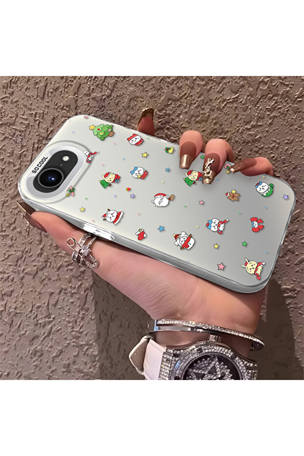 حافظة سيليكون مضادة للسقوط متوافقة مع هاتف iPhone 16e بنمط سانتا كلوز - 1