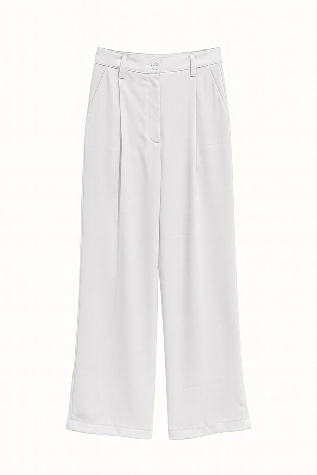 4787 Women's High Waist Palazzo Draped Wide Leg Pants Gray