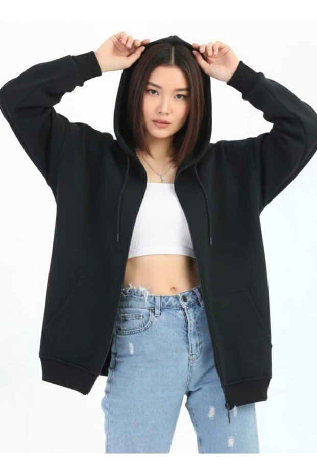 Zippered Comfortable Wear Oversized Hooded
