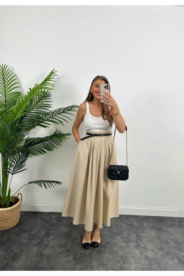 Pleated Cotton Skirt