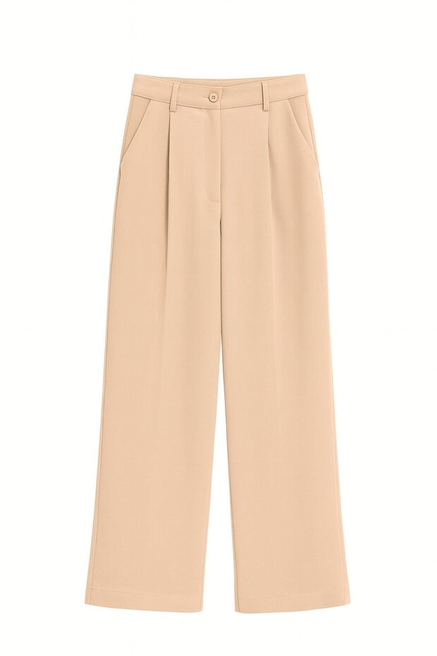 4787 Women's High Waist Palazzo Draped Wide Leg Pants Stone