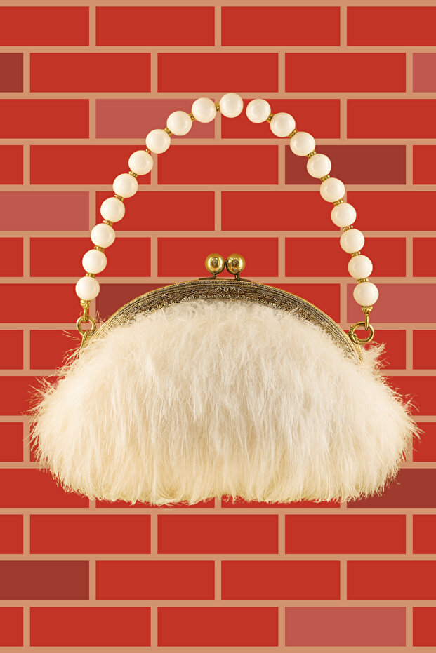 Beyaz Kürklü Şık Çanta - 6