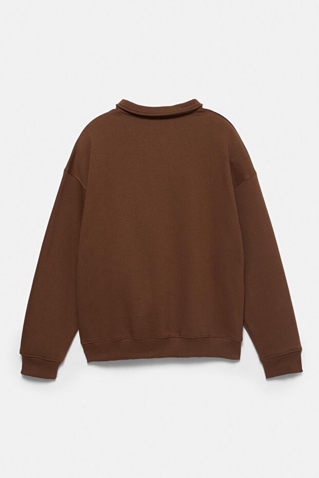 Grafik baskılı polo yaka sweatshirt - 8