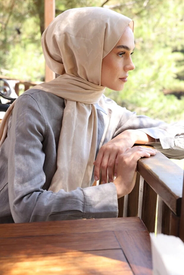 FİLDİŞİ MONOGRAM DESEN ŞAL - 3