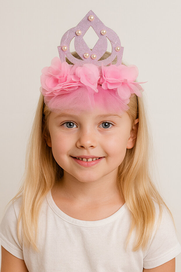 Girl's Crown with Stones and Tulle Cute Crown