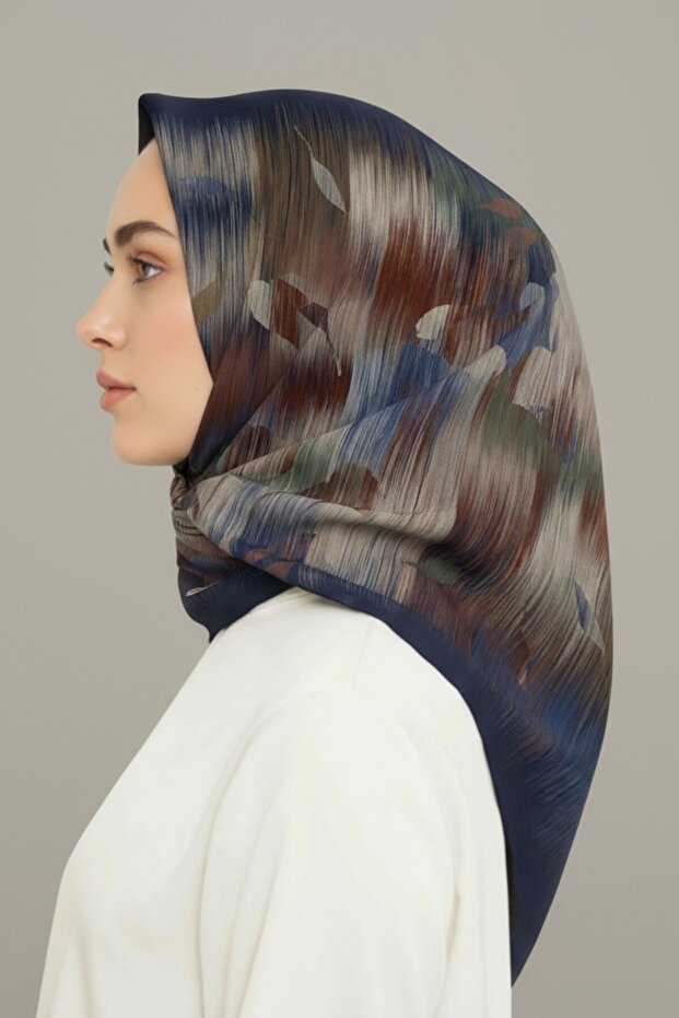 Шарф з візерунком - синій - 7