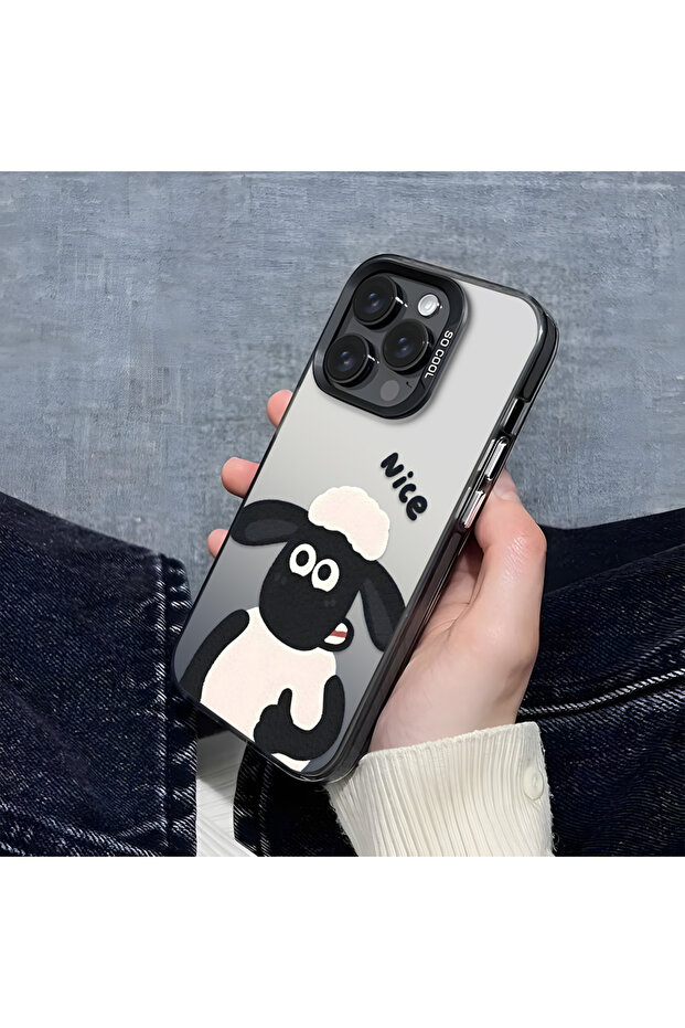 حافظة من السيليكون المتوافقة مع هاتف iPhone 16e ذات حافة صلبة ومضادة للسقوط بنمط الخروف - 6