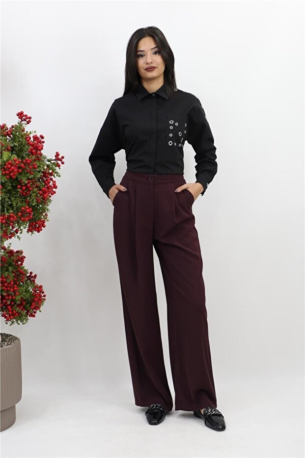 Pleated Palazzo Trousers - 1