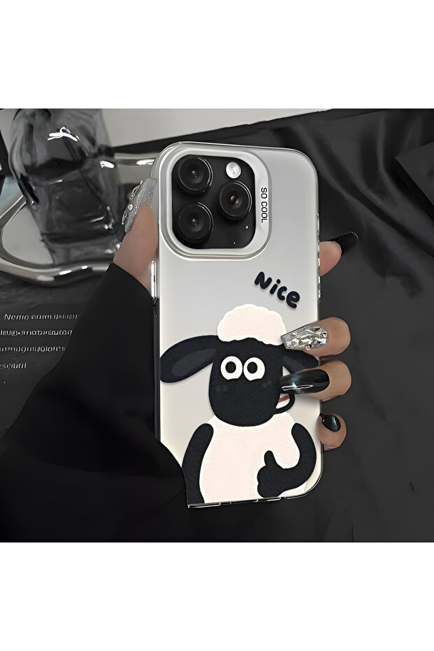 حافظة من السيليكون المتوافقة مع هاتف iPhone 16e ذات حافة صلبة ومضادة للسقوط بنمط الخروف - 5