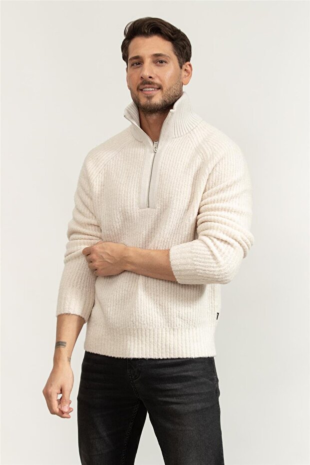 Erkek Fermuarlı Sweatshirt - 2