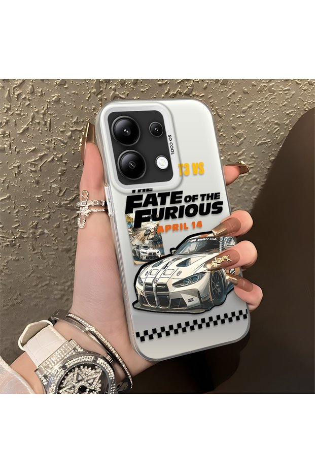 Xiaomi Redmi Note 13 Compatible Silicone Edge Hard Back Anti-Fall Sports Car Pattern Case
